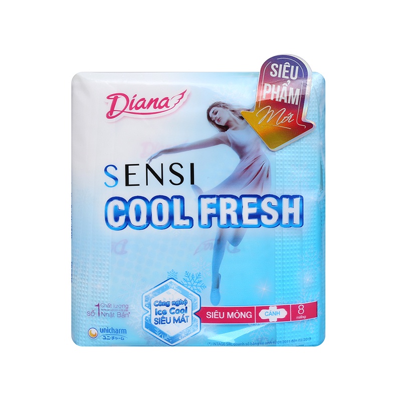 Băng vệ sinh Diana Sensi Cool Fresh siêu mỏng cánh 23cm (8 miếng)