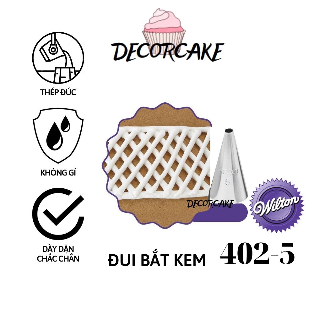 Đui bắt kem wilton 402-5 đuôi viết chữ trang trí bánh sinh nhật bằng thép đúc liền khối