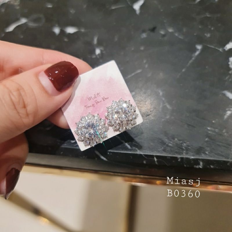 Bông khuyên tai nữ Bạc Ý S925 đá Cz cao cấp B0360 | Mi.A Trang sức bạc