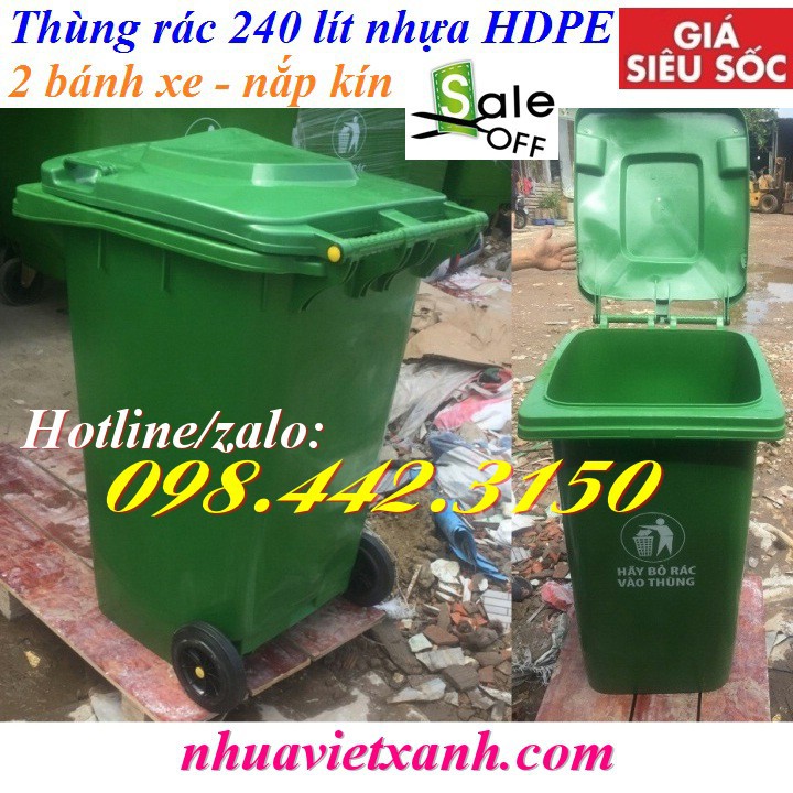 Thùng rác 240 lít nhựa HDPE