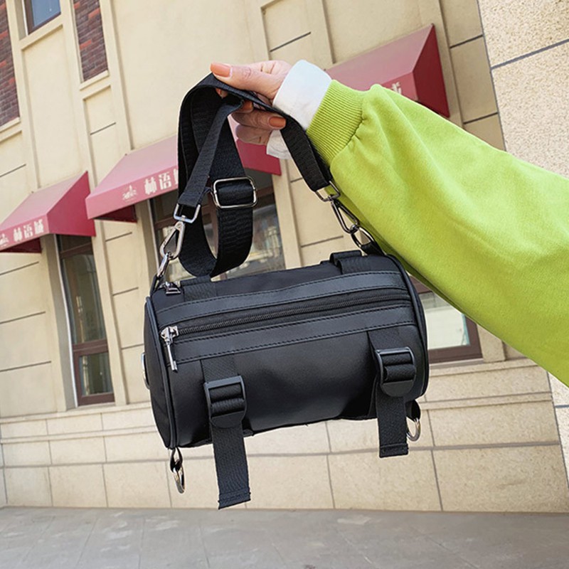 Túi đeo chéo LEACAT thời trang hình trụ nhỏ cho nam và nữ