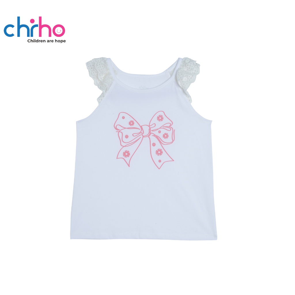 Áo Tanktop Bé Gái CHIHO Chất Liệu Cotton Thoáng Mát Phối Tay Ren Lưới Cho Trẻ Từ 2-9 Tuổi, Màu Trắng, Xanh, Cam GTT203R