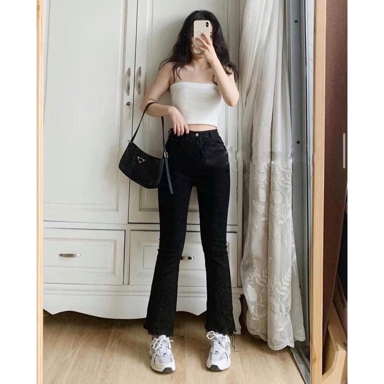 Quần loe trơn đen