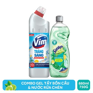 Combo Nước tẩy bồn cầu Vim 900ml + Nước Rửa Chén Sunlight 750g