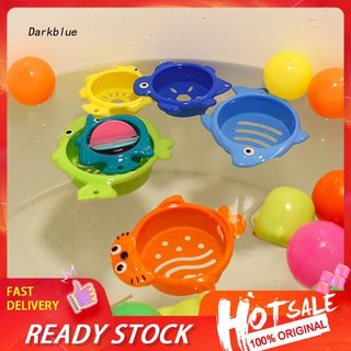 DKBL_6Pcs/Set Cute Animals Colorful Bath Stacking Cups Development Baby Bath Toy