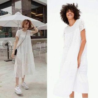 ODER-  đầm zara xuất trắng thô đục lỗ, bầu bí thoải mái- kèm ảnh chụp thật