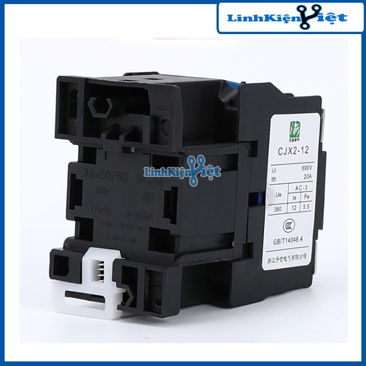 Khởi động từ contactor CJX2 380V 12A vỏ chống cháy, công suất lớn