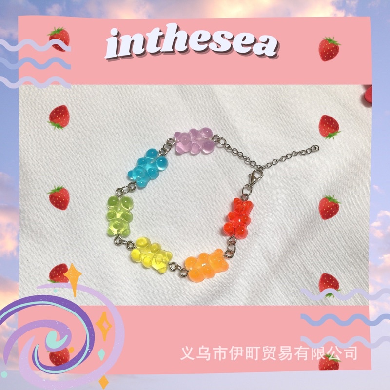 Vòng tay hợp kim hình gấu jelly màu sắc kiểu dáng độc đáo dễ thương xinh xắn