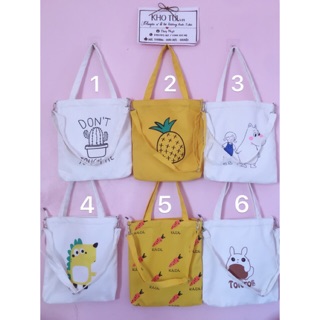 Túi tote 3 quai vải canvas 2 lớp loại 1 (ảnh thật)