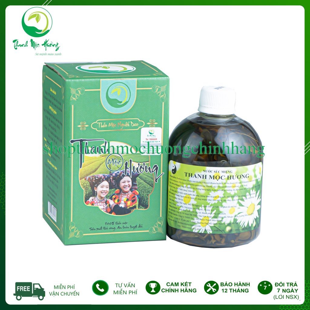 Nước Súc Miệng Thanh Mộc Hương 500ML, Sạch Miệng, Chắc Răng, Cho Hơi Thở Thơm Mát