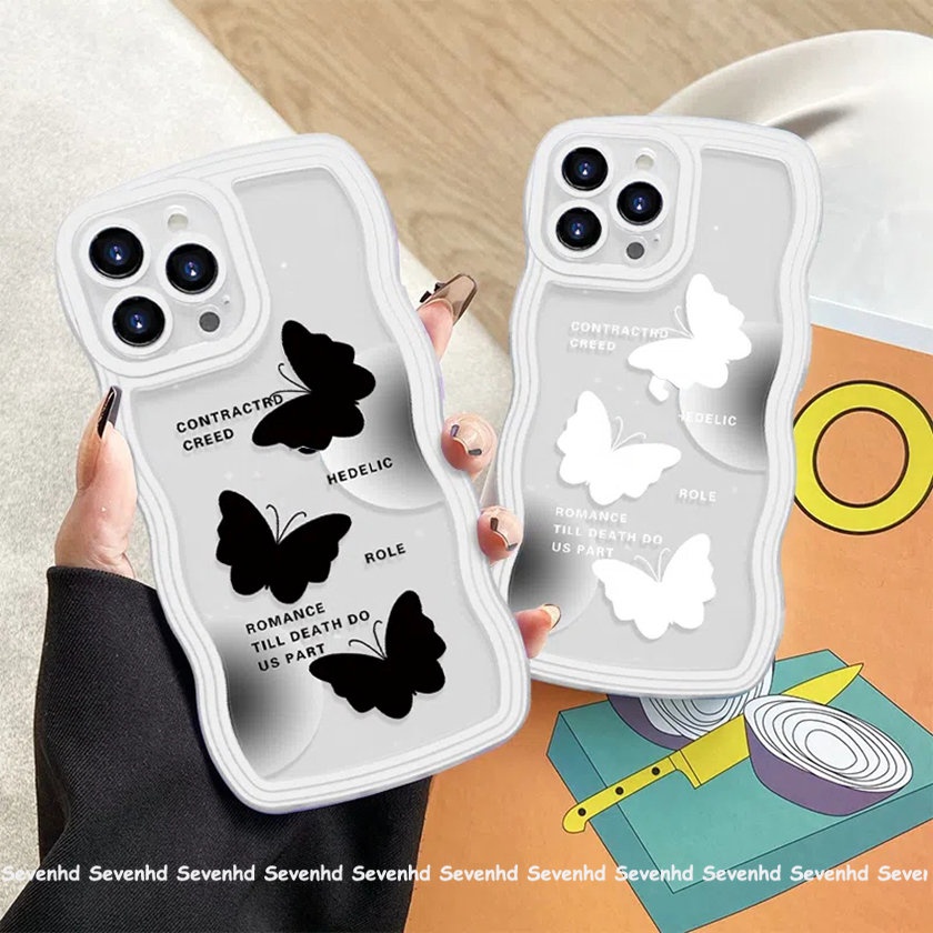 Ốp Điện Thoại Dẻo Họa Tiết Bươm Bướm Đen Đơn Giản Thời Trang Cho iPhone 14 13 12 11 Pro Max Xs Max Xr X 7 8 6 6s Plus