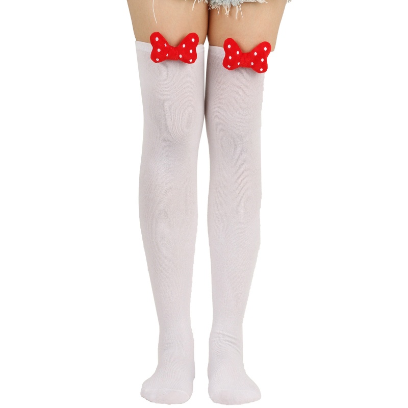 XIXI Tất Chân Cao Qua Gối Đính Nơ 3D Thời Trang Cho Nữ