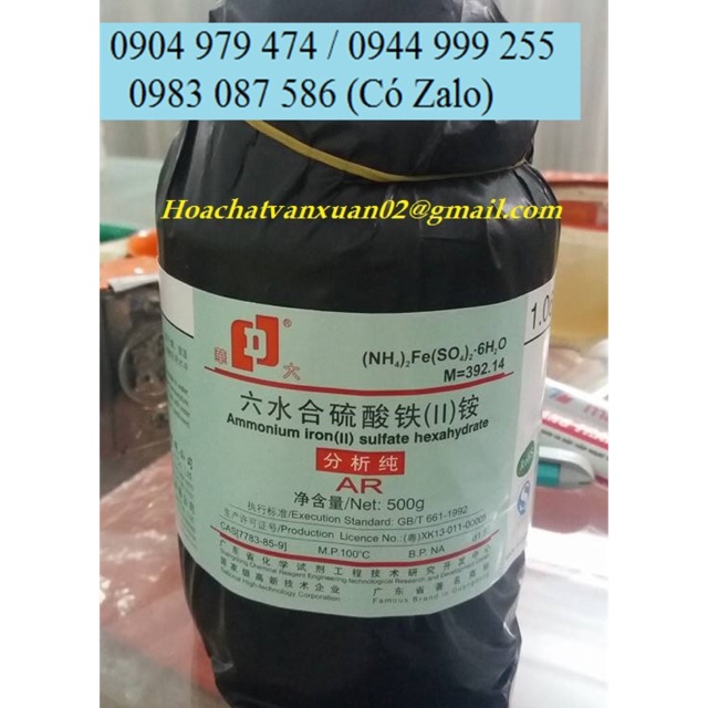 (NH4)2Fe(SO4)2 amoni sắt sunphat ammonium iron sunfate lọ 500g muối Mohr làm tinh thể