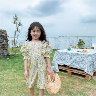 Váy đầm mùa hè bé gái hoa vàng