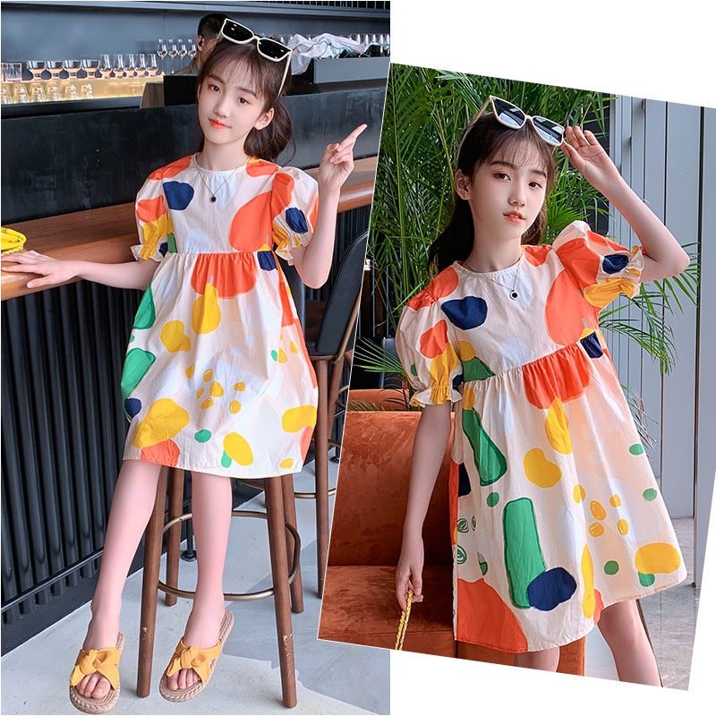 ✨Đầm Vải Cotton Họa Tiết Chấm Bi Nhiều Màu Dễ Thương Cho Bé Gái