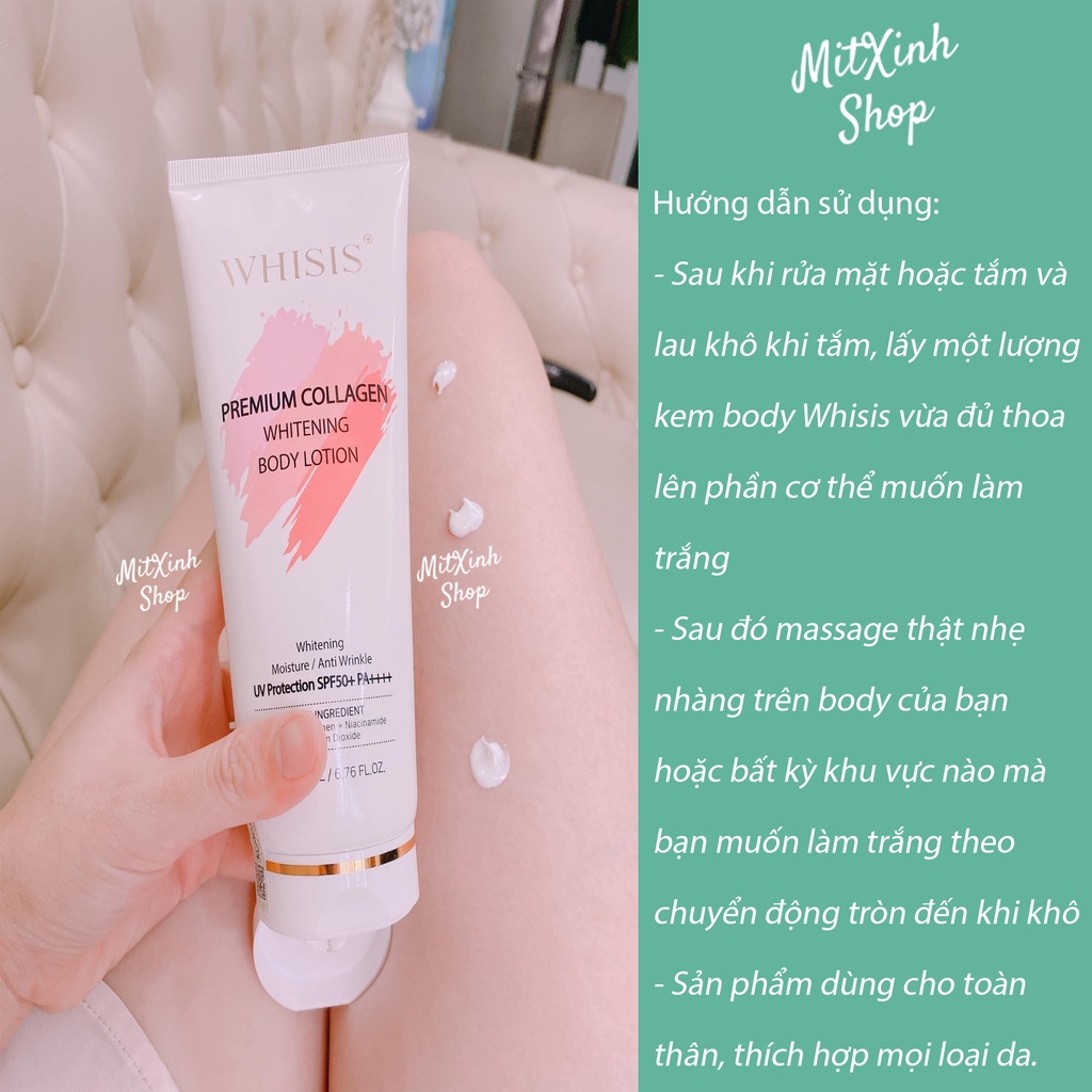 Kem Dưỡng Thể Chống Nắng Toàn Thân Whisis Premium Collagen Whitening Body Lotion Hàn Quốc 200ml