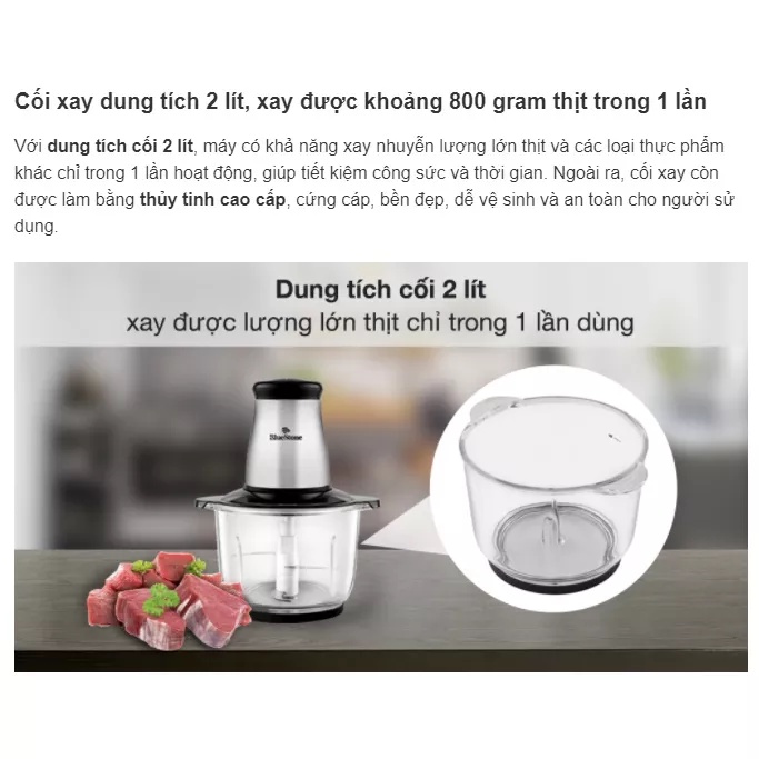 Máy Xay Thịt 2 Lưỡi Dao Kép BlueStone CHB-5149 (2L)