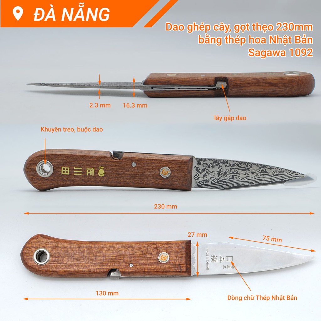 Dao ghép cây khắc hoa dập chìm 1092 Sagawa