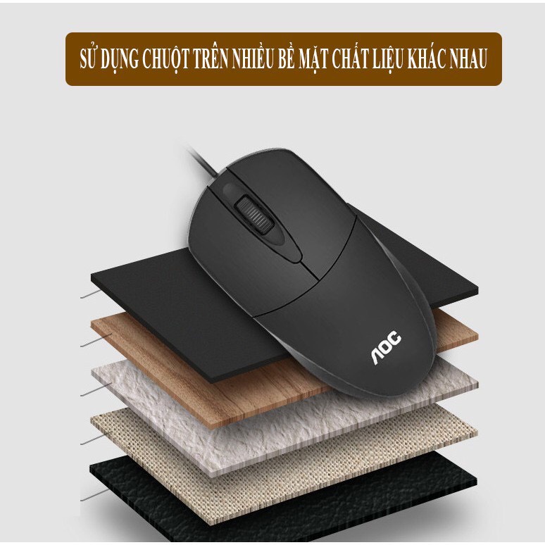 Chuột Dây Máy Tính AOC MS121 USB , Chuột Gaming cảm biến quang học hiệu suất cao 1200 DPI Siêu Bền , Bảo Hành 12 Tháng