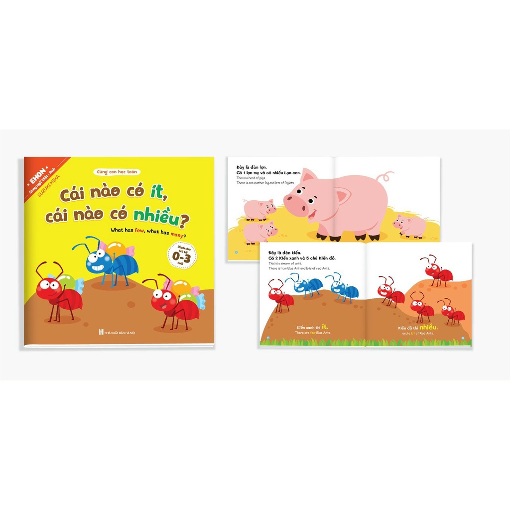 Sách - Ehon Toán Học Đầu Đời Cho Bé 0-3 Tuổi: Cùng Con Học Toán - Song Ngữ Việt Anh (Bộ 8 Cuốn)