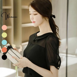 Áo nữ kiểu phối voan ngắn tay công sở Wexuu kiểu dáng thanh lịch nhẹ nhàng dễ phối đồ - SP17