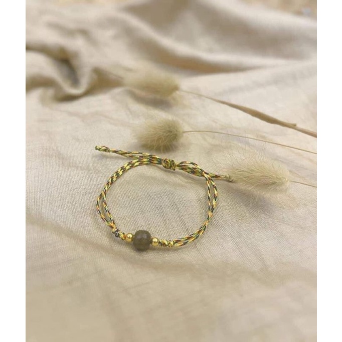 Vòng Tay Nữ trầm tự nhiên tết chỉ ngũ sắc handmade mix bi bạc freesize TUDO Vòng gỗ phong thủy