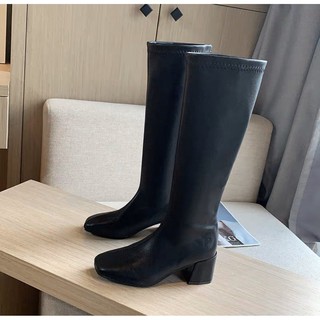 Boots lửng Ulzzang cổ cao gót vuông 6cm