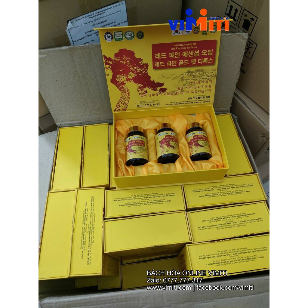Tinh dầu thông đỏ hàn quốc Red pine gold fat detox hộp 3 lọ