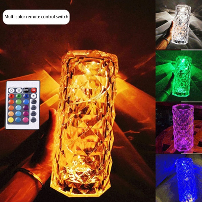 Đèn ngủ để bàn kim cương Đèn LED USB pha lê để bàn cảm ứng ánh sáng trang trí phòng ngủ sinh nhật Giáng sinh