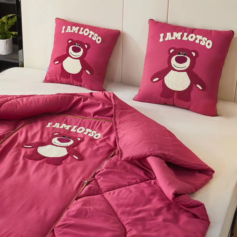 Chăn 145 * 190 cm với họa tiết hoạt hình gấu dâu LOTSO dễ thương