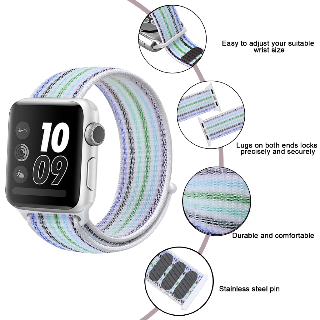 Dây Nylon Khóa Kim Loại Cho Đồng Hồ Apple 42mm / 38mm 3 2 1