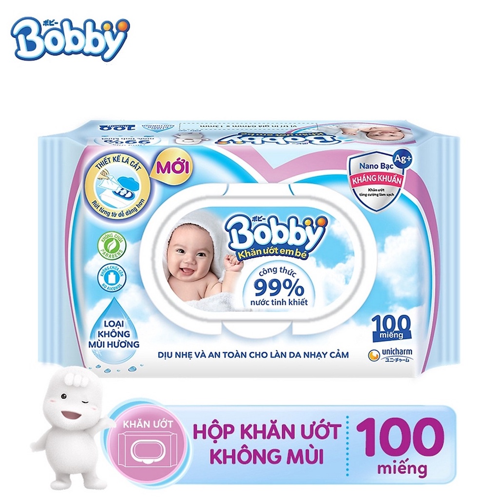 KHĂN ƯỚT BOBBY KHÔNG MÙI/CÓ MÙI 100 TỜ