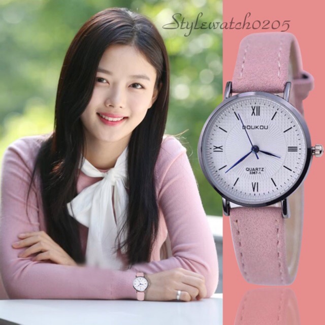 Đồng hồ nữ Doukou chính hãng kim xanh mặt vân 3d siêu hot 2019
