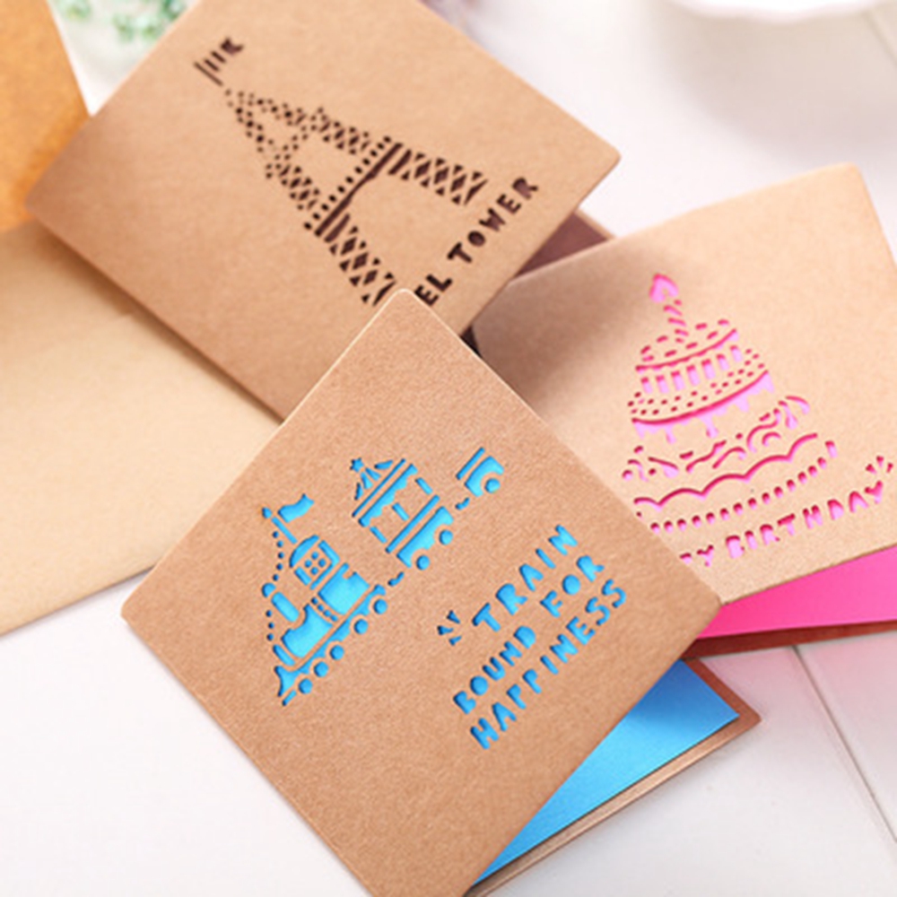 PEWANY Retro Stationery Love Creative Greeting Card Gift Wedding Message Sets Hollowed Birthday Envelope