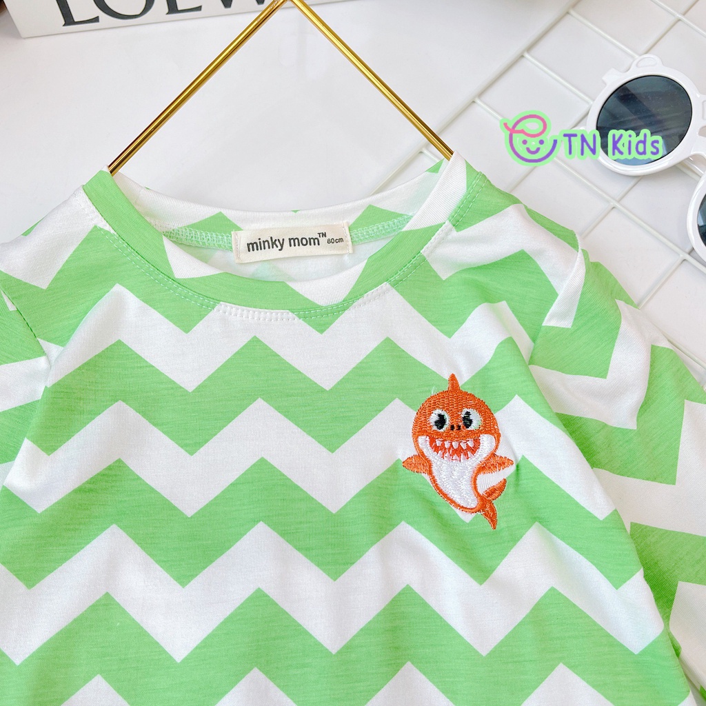 [Bé 20-32kg] Bộ dài tay thun lạnh sóng biển thêu baby Shark cho bé trai bé gái chất mềm mịn mát [ HÀNG CAO CẤP ]