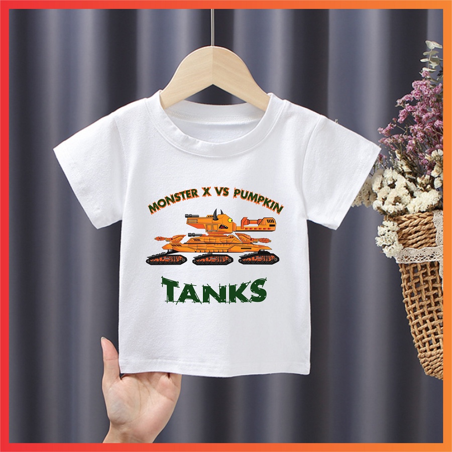 Áo thun in hình phim hoạt hình xe tăng đại chiến cho bé trai cực ngầu