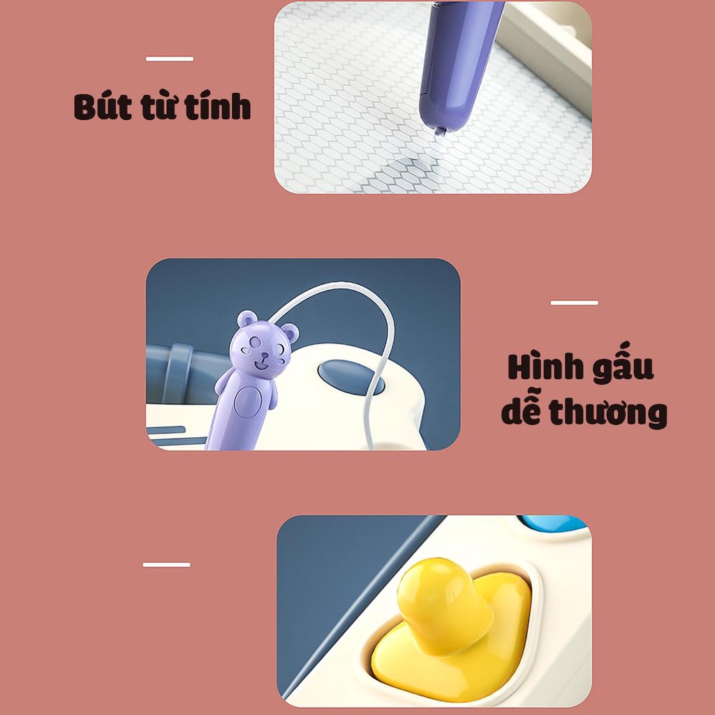 Bảng vẽ tự xóa cho bé thông minh có chân bàn, bảng từ tính tập viết, tập vẽ cho bé