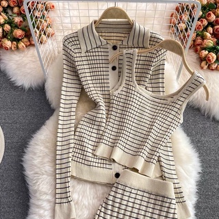 (oder china) set váy len kẻ xinh