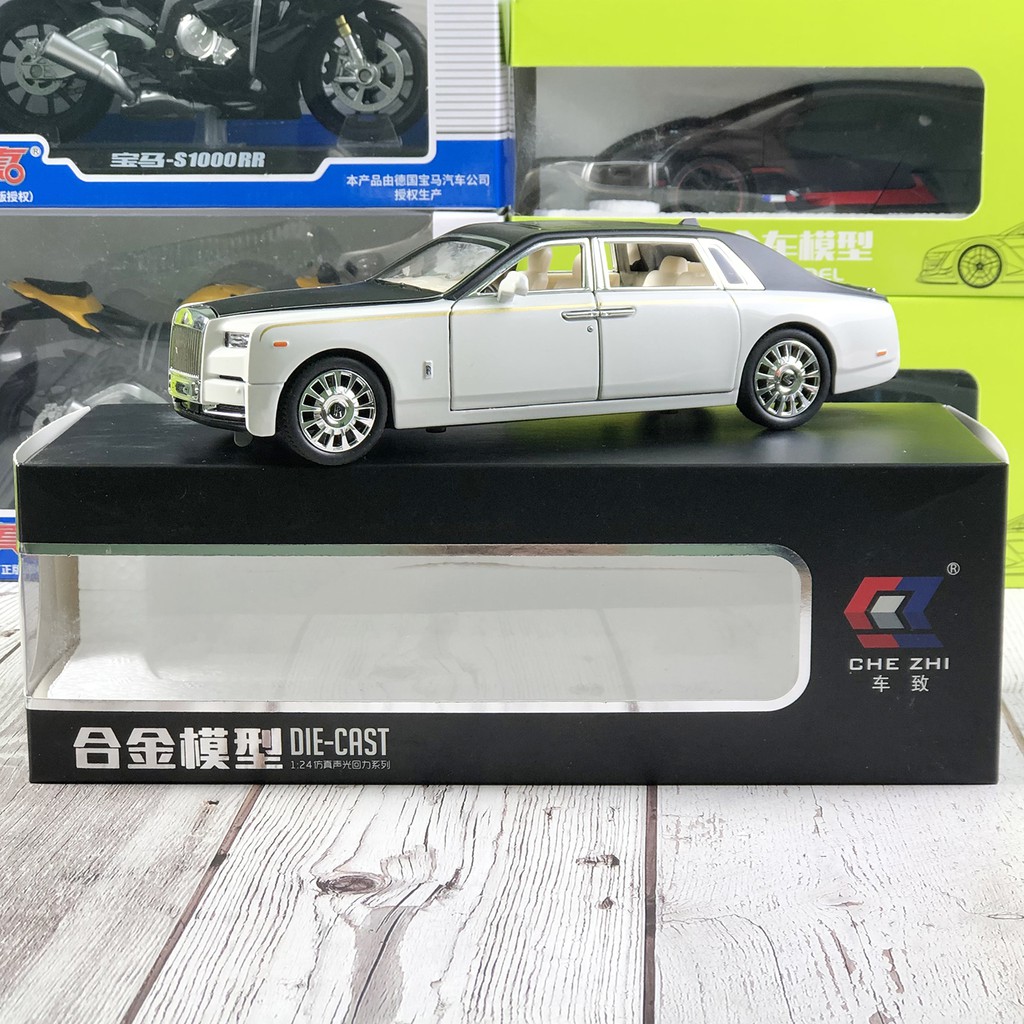 Xe mô hình kim loại Rolls Royce Phantom VIII tỉ lệ 1:24 Chezhi đẹp như xe thật, thiết kế tinh xảo màu Đen, Trắng, Đỏ