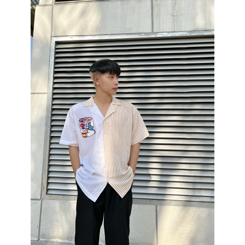 ÁO SƠ MI PIJAMA LUNA SỌC KEM