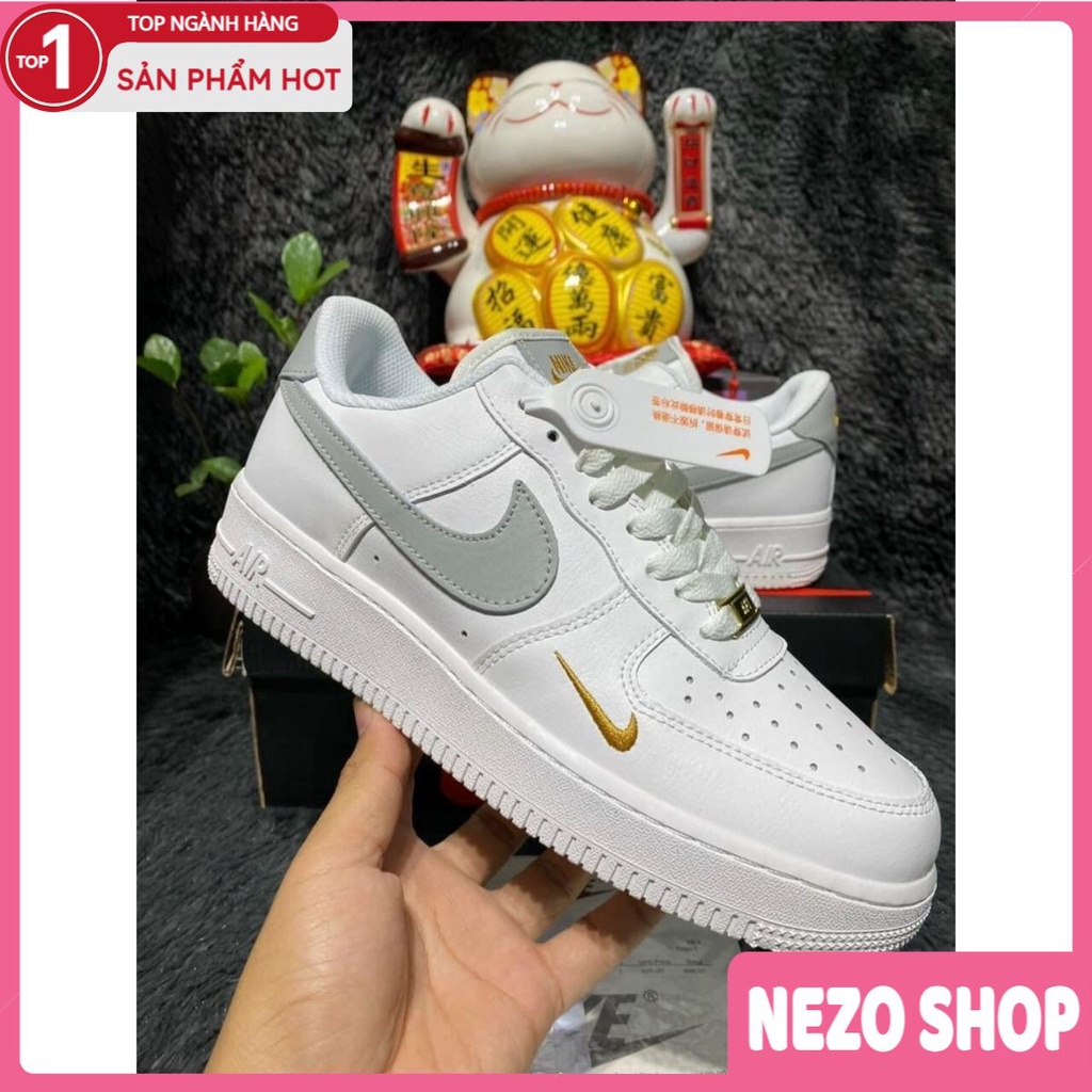 Giày_Nike Thể Thao Nam Nữ, Giày AF1 Low White Grey Gold Hàng Cao Cấp Full Box Bill