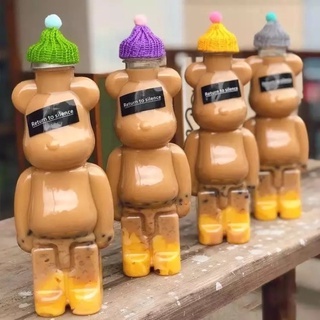 Chai Nhựa Hình Gấu Bạo Lực BEARBRICK, Chai Gấu Đựng Trà Sữa