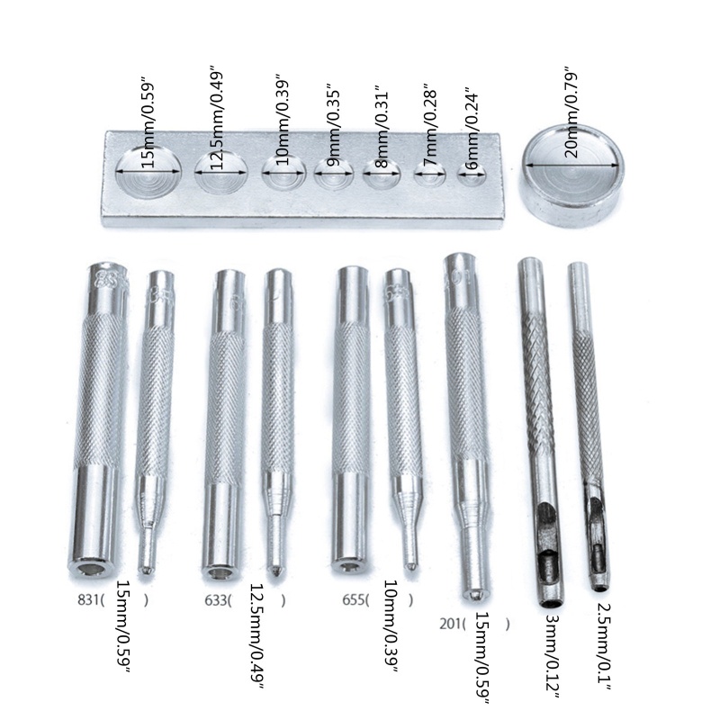Set 11 Dụng Cụ Đục Lỗ Kèm Đế Làm Đồ Da DIY