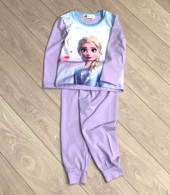 Bộ cotton dài HM Elsa tím 1-10Y