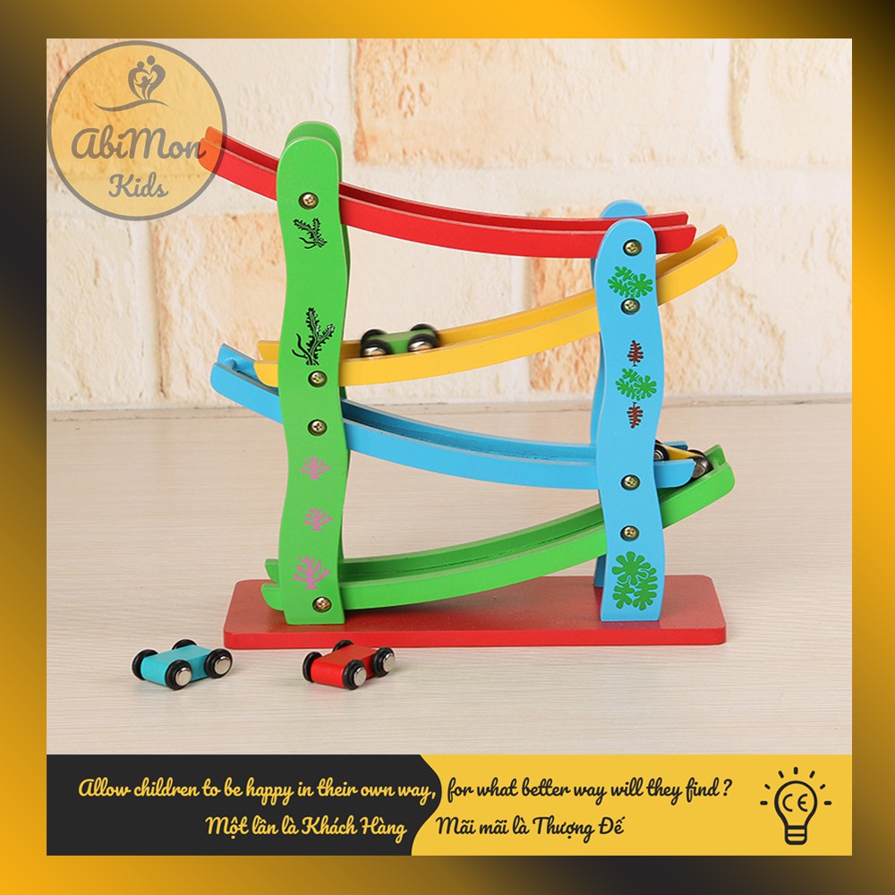 Xe Cầu Trượt 4 Tầng Bằng Gỗ Cho Bé ☘️ Montessori cao cấp ✨ (Đồ chơi Gỗ - Đồ chơi Giáo Dục - An toàn - Thông minh)