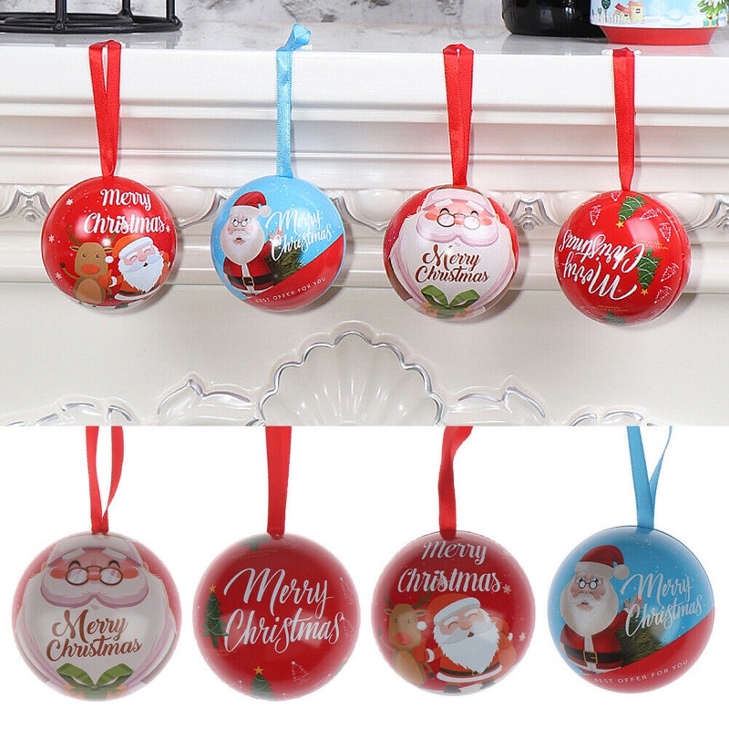 Hộp đựng kẹo hình tròn in hoạt tiết sáng tạo trang trí Giáng sinh -Noel