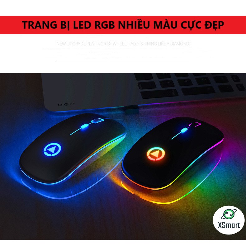 Chuột Bluetooth Gaming Không Dây X15 + Lót Chuột Thiết Kế Siêu Mỏng, Led Rgb Cực Đẹp Dùng Cho Máy Tính, Điện Thoại, ipad