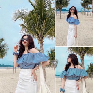 💝 Set Áo Nữ 2 Dây Vạt Bèo + Chân Váy Ôm MT44