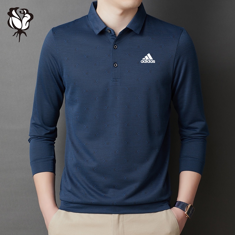 Áo thun polo tay dài có cổ 3 màu sắc thời trang dành cho nam giới trung niên