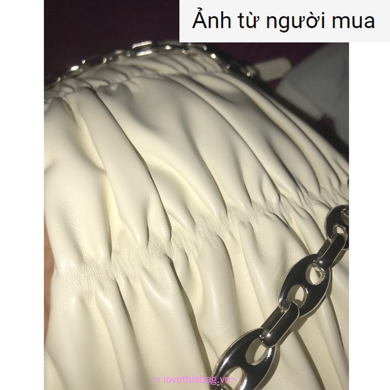 [Mã FASHIONCB264 giảm 10K đơn bất kỳ] Túi đeo vai hình vuông ngang xếp ly phối dây xích sành điệu cho nữ